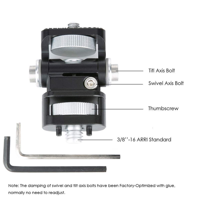 NICEYRIG حامل شاشة NICEYRIG DSLR لتركيب ARRI، إمالة 180° ودوران 360° دعم لحامل شاشة 5'' 7'' لكاميرا القفص، المثبتات - 339 - Image 3